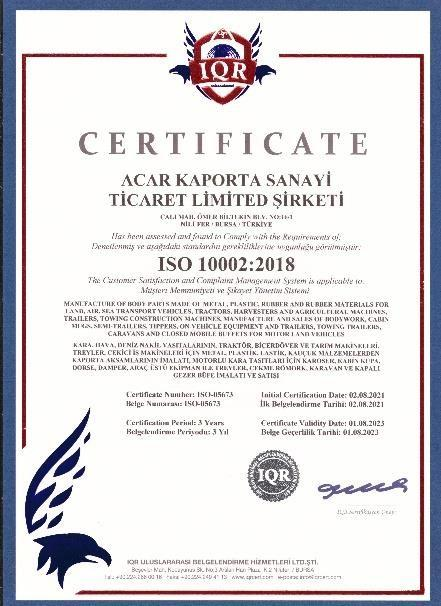 ISO 9001 Sertifikası